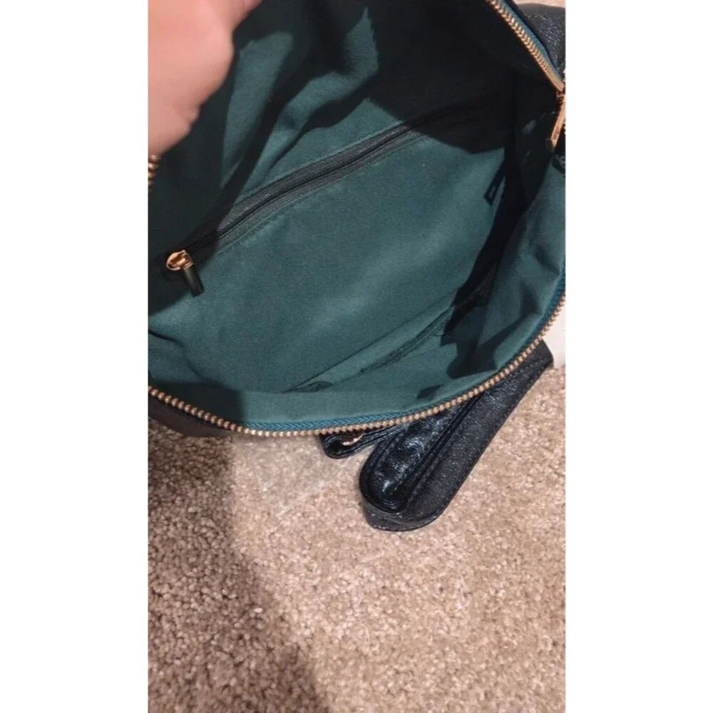 Dark green metallic crossbody bag